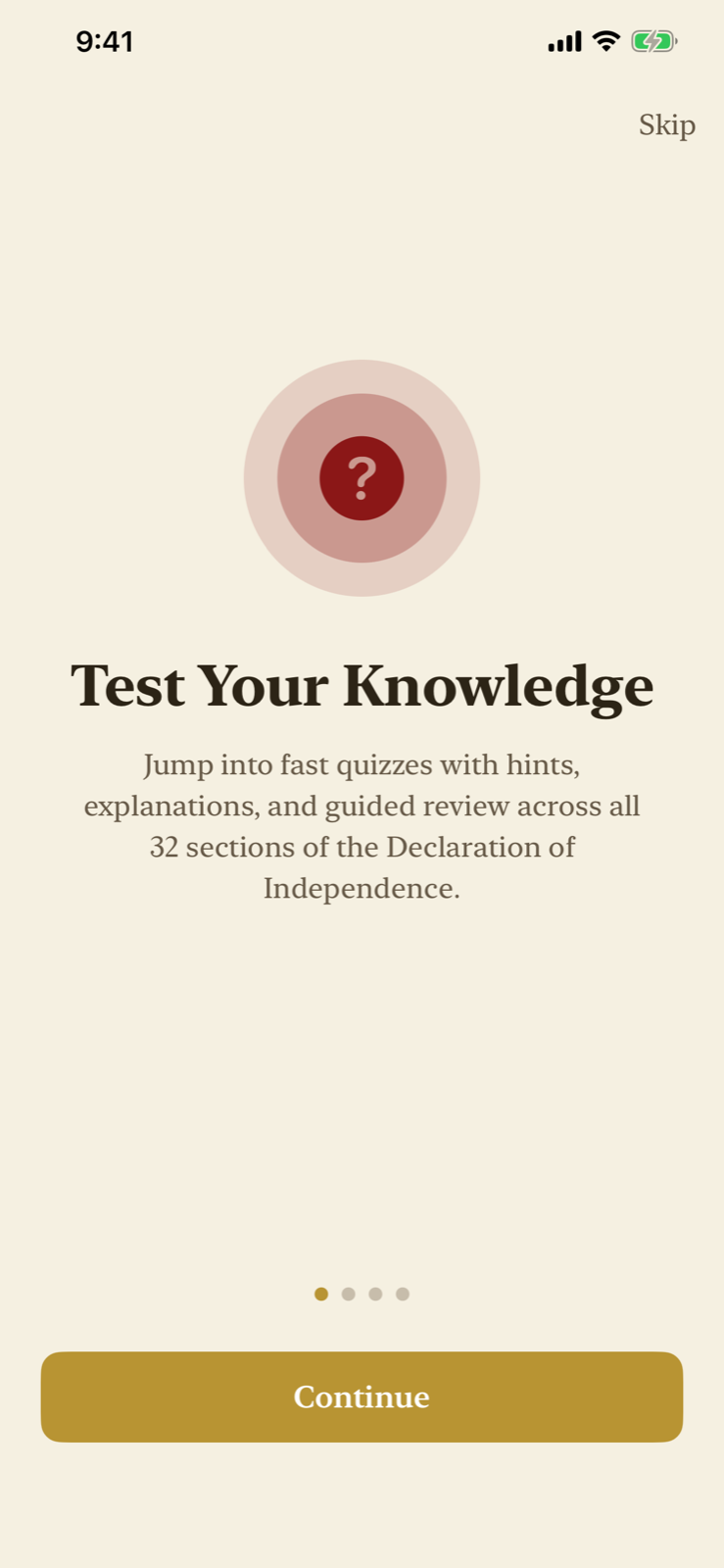 Declaration app guided onboarding